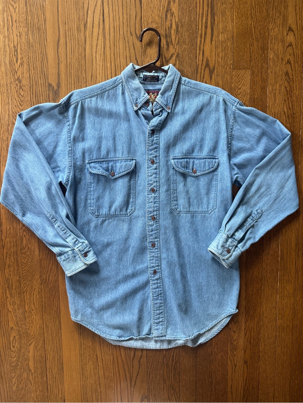 Vintage Ralph Lauren Country Cottons Men’s Medium Blue Denim Button Down Shirt